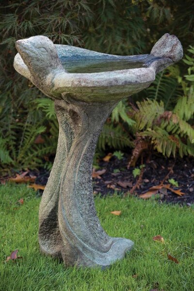 All Birds Welcome Bird Bath Massarelli Cement Stone Heavy Shaped